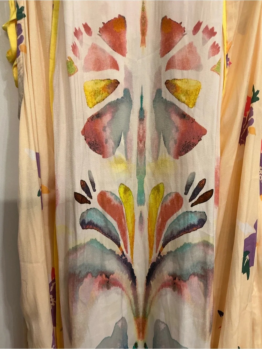 Free People Peach Watercolor Floral Midi Dress